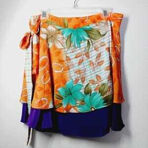 Recycled Sari (silk, silk combination) Wrap short Skirt